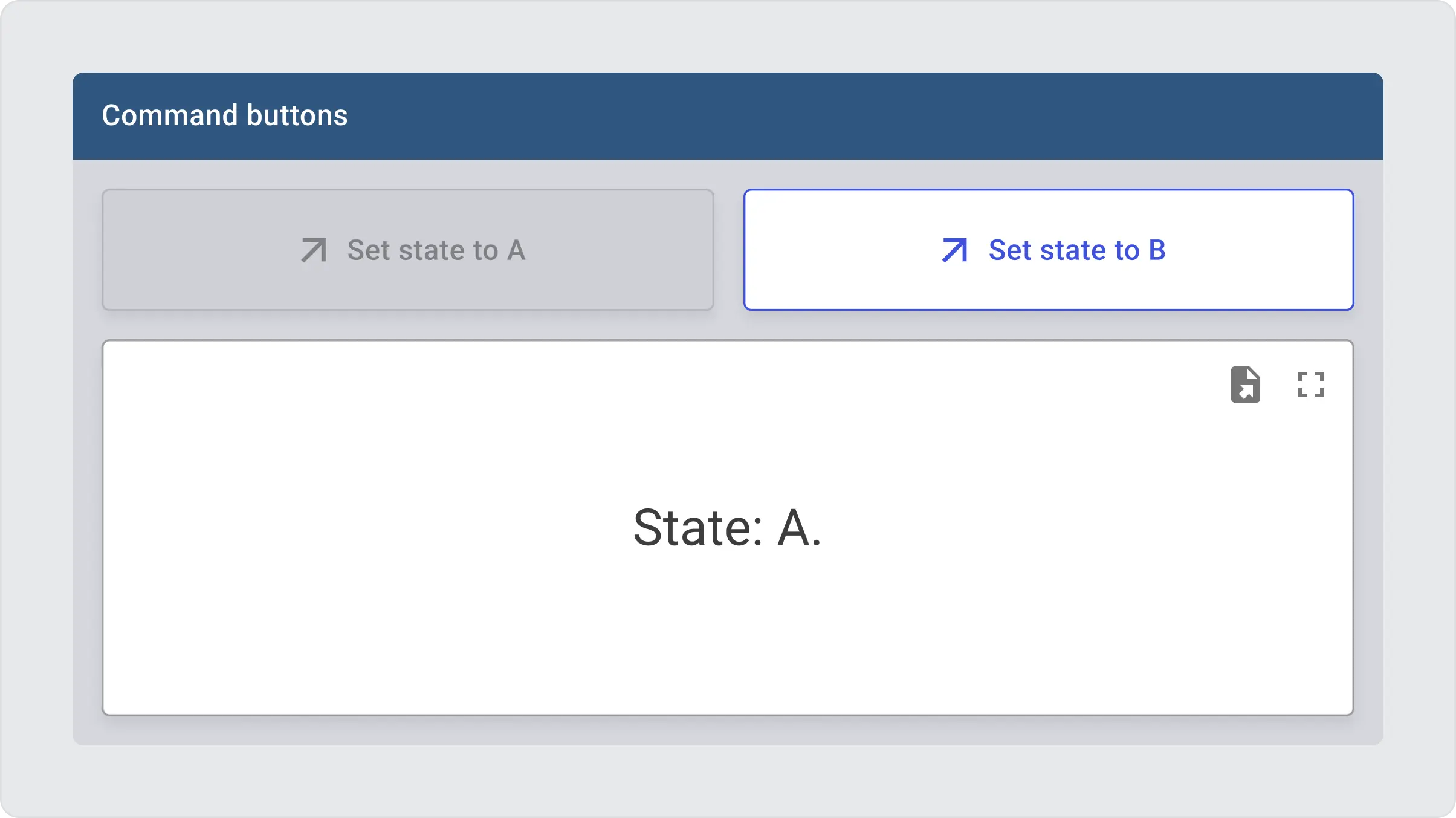 Thingsboard dashboard with two buttons which are change dashboard states