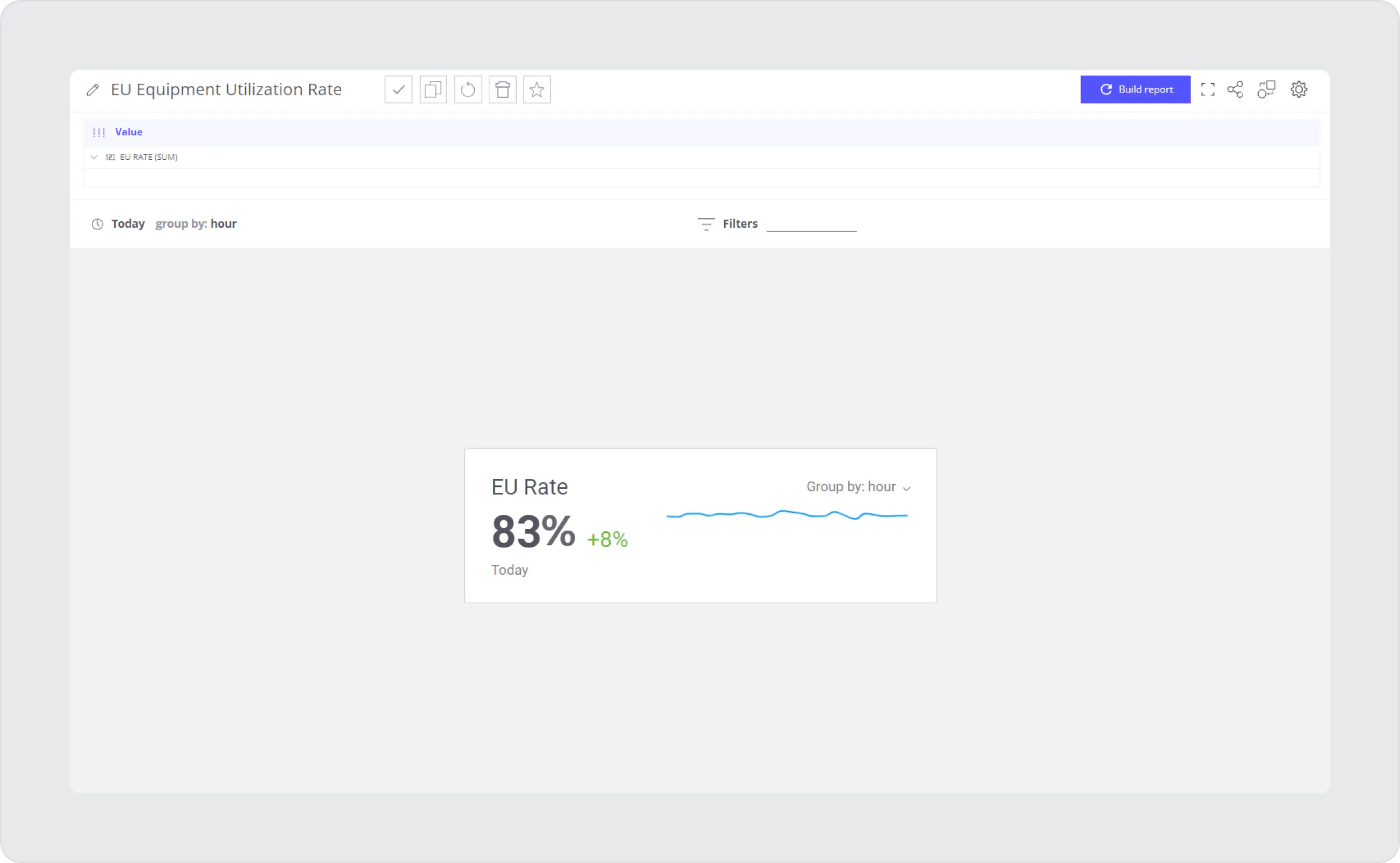 Block with percentage statistics and small chart