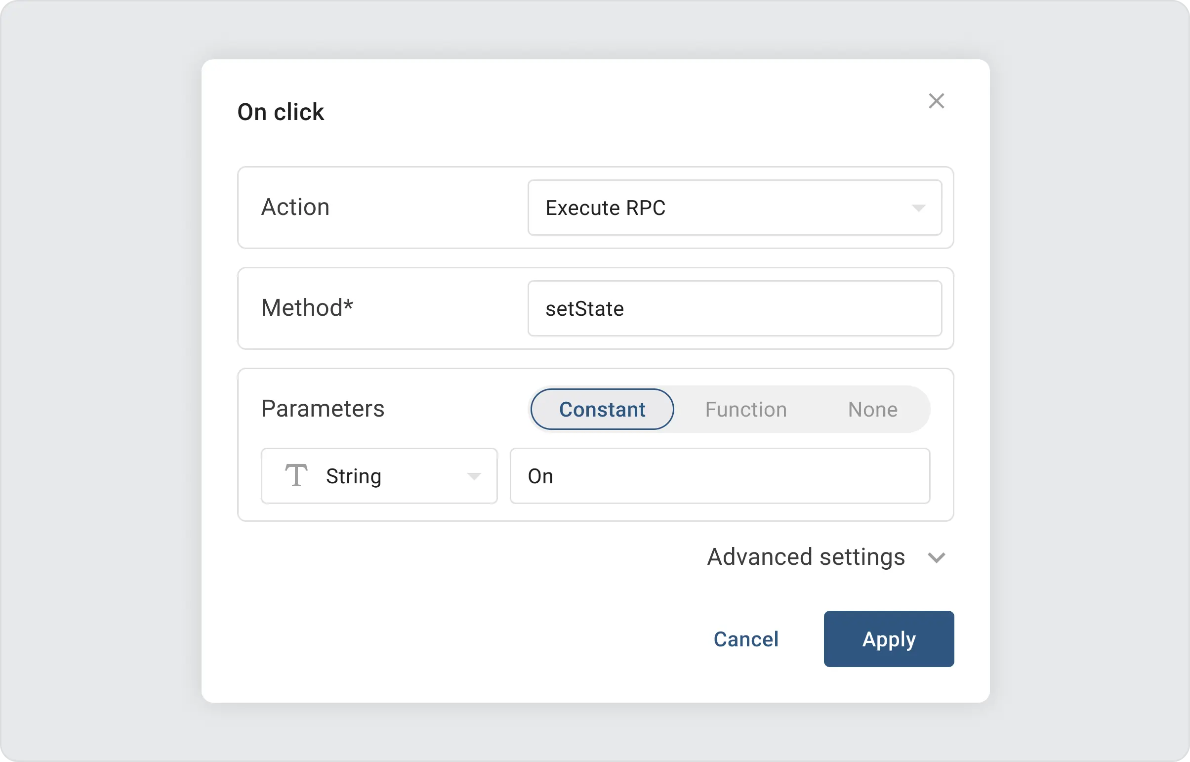 Form with three fields and apply button