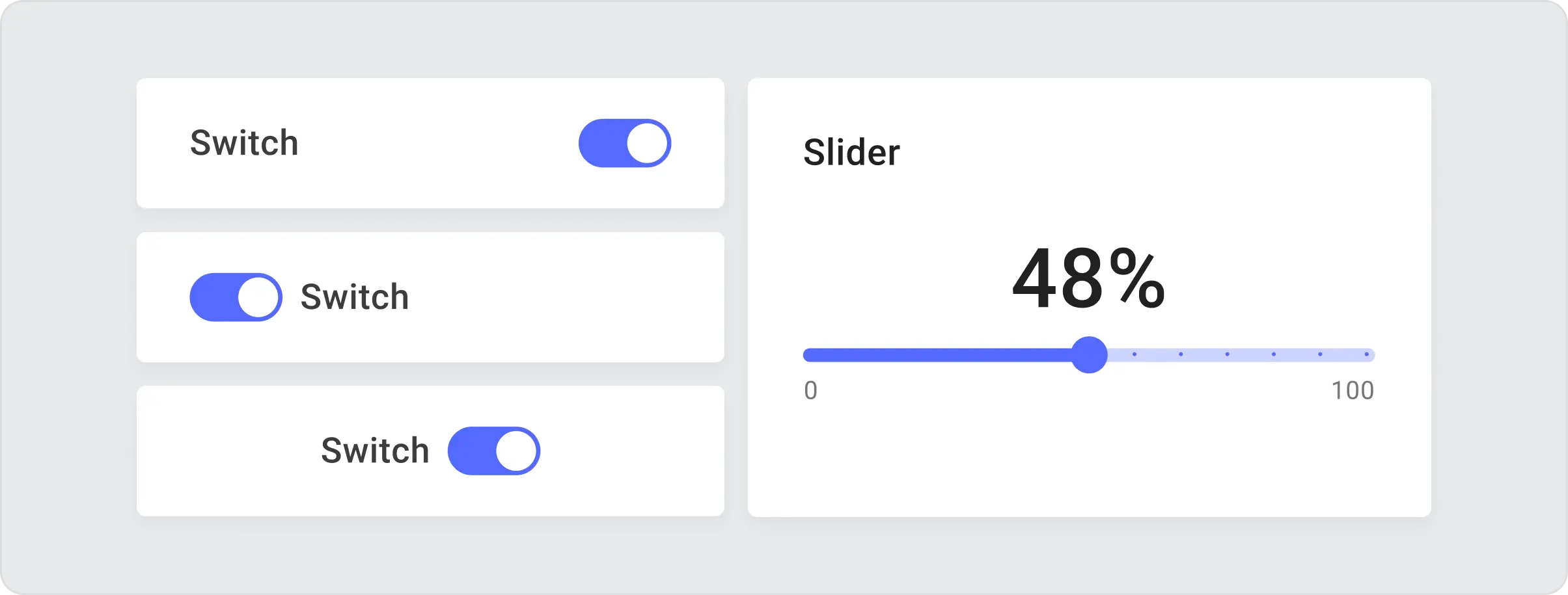 New types of control widgets: slider, switch